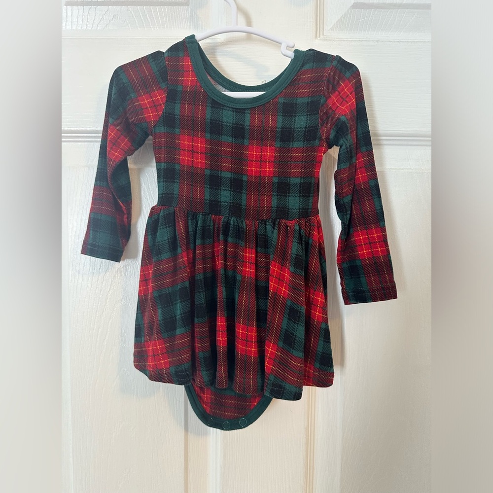 Little Sleepies Red and Green Plaid Kids Dress